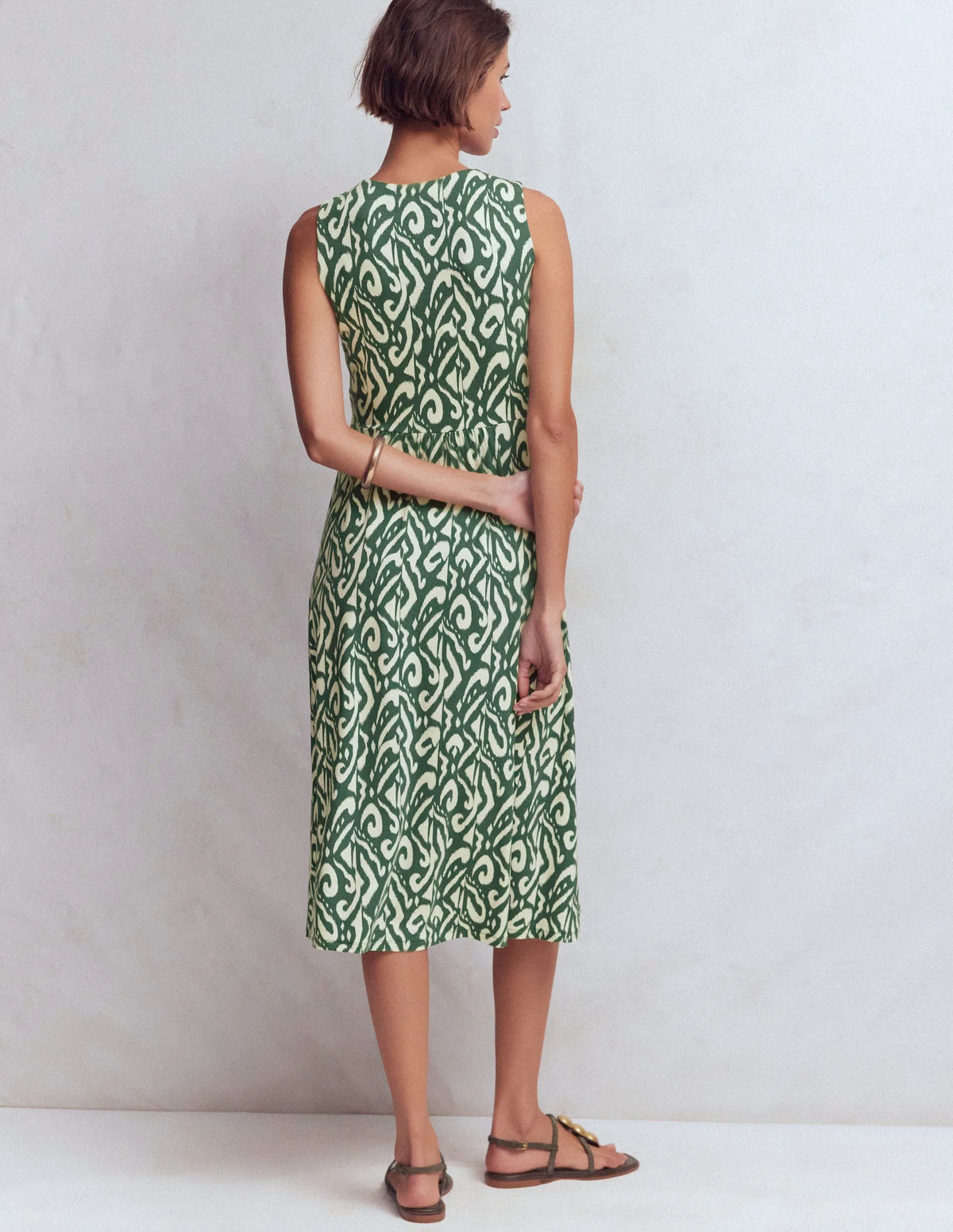 Zara Cross Waist Jersey Dress-Hunter Green, Ikat