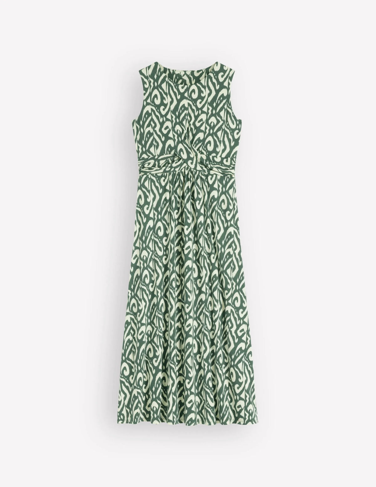 Zara Cross Waist Jersey Dress-Hunter Green, Ikat
