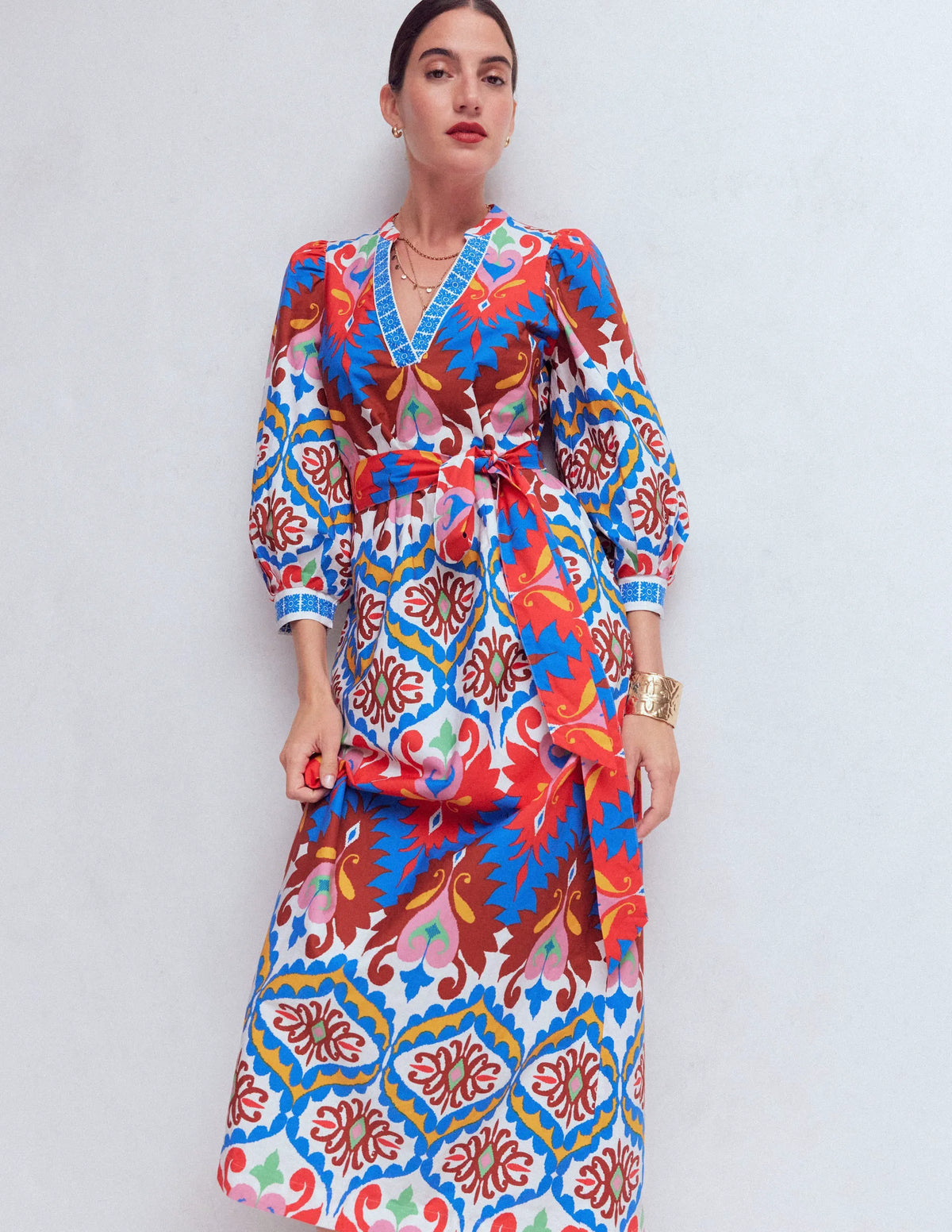 Octavia Cotton Dress-Multi Ikat Dream