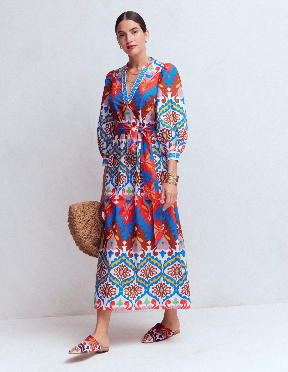 Octavia Cotton Dress-Multi Ikat Dream