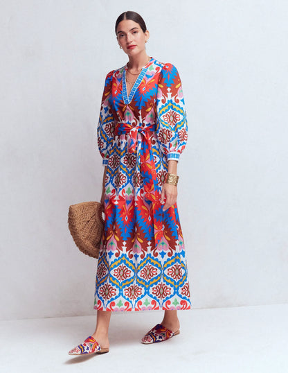 Octavia Cotton Dress-Multi Ikat Dream