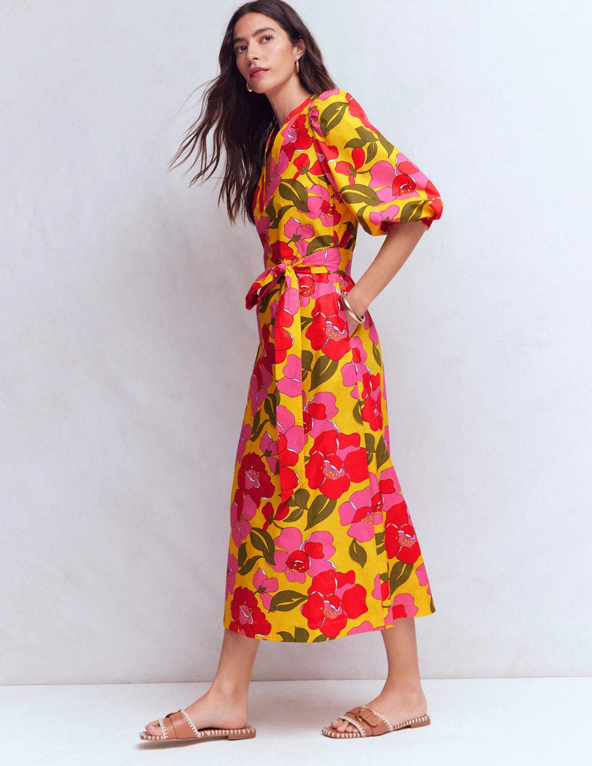 Octavia Cotton Dress-Yellow, Radiant Bloom