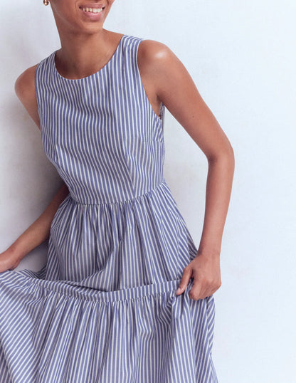 Sleeveless Poplin Dress-Surf the Web Stripe
