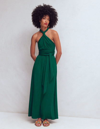 Multiway Jersey Maxi Dress-Emerald Night