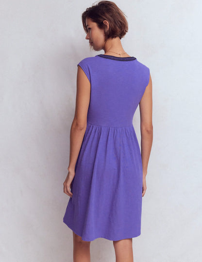 May Embroidered Short Dress-Han Purple