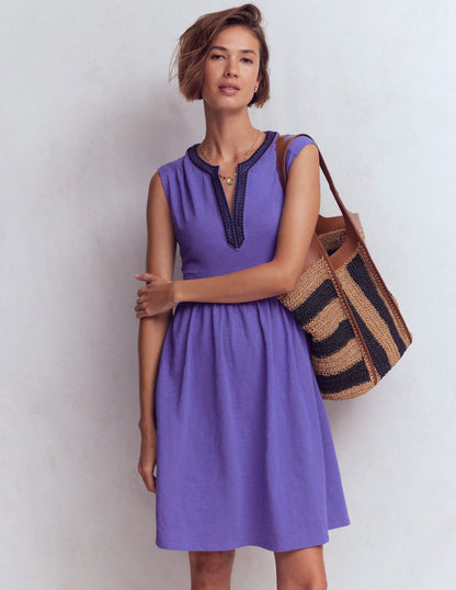 May Embroidered Short Dress-Han Purple