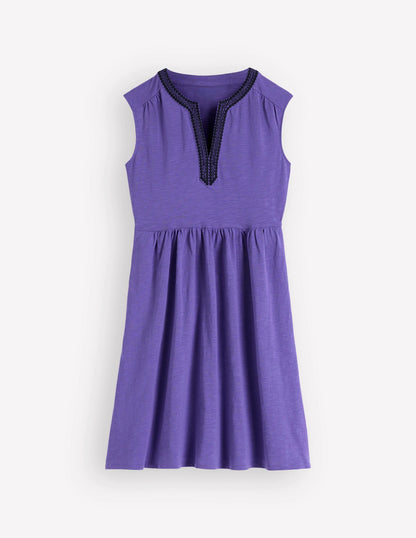 May Embroidered Short Dress-Han Purple