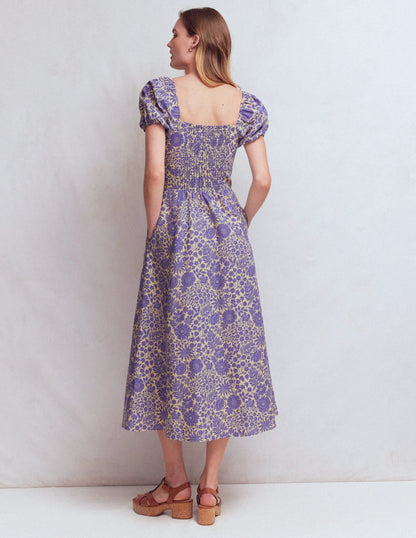 Twist Front Linen Blend Dress-Han Purple, Flowerbed Bloom