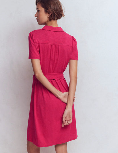 Patti Short Jersey Shirt Dress-Sweet Cherry