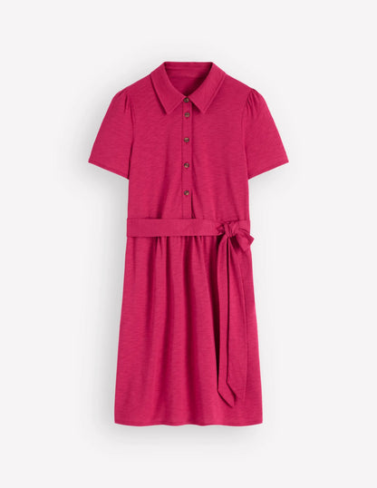 Patti Short Jersey Shirt Dress-Sweet Cherry