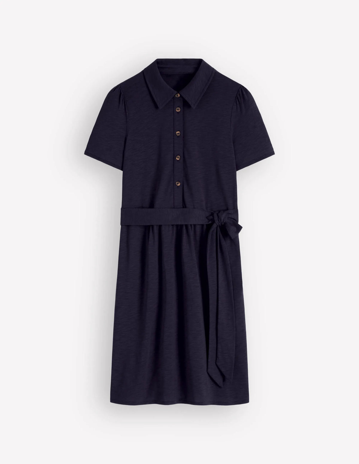 Patti Short Jersey Shirt Dress-Navy