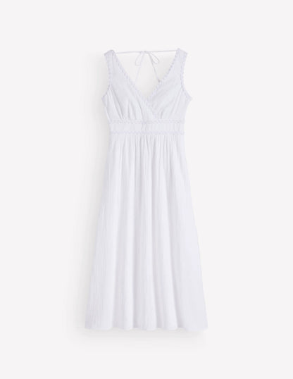 Lorna Trim Double Cloth Dress-White