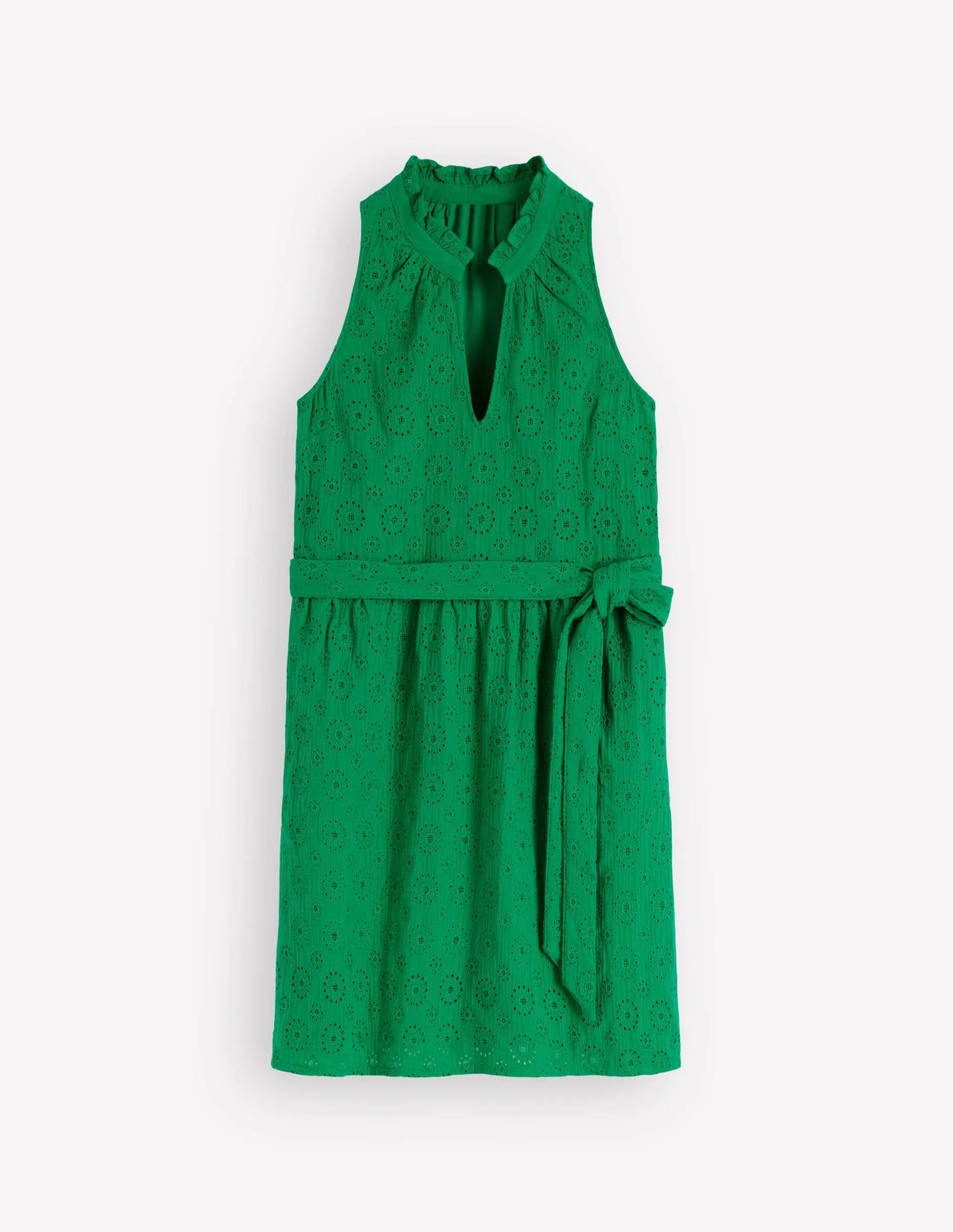 Viv Double Cloth Short Dress-Highland Green Broderie
