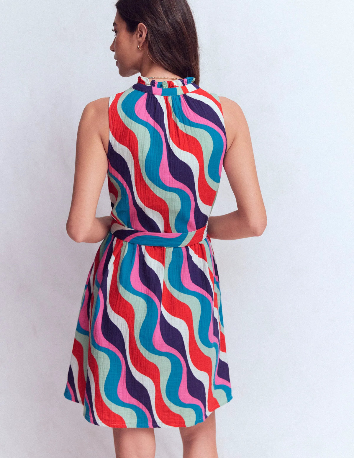Viv Double Cloth Short Dress-Multi, Rythmic Wave