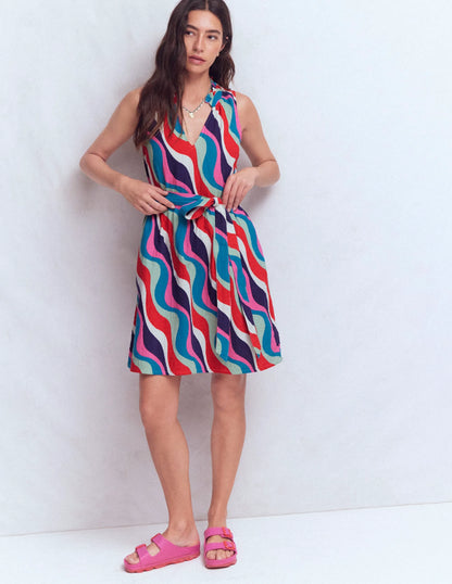 Viv Double Cloth Short Dress-Multi, Rythmic Wave