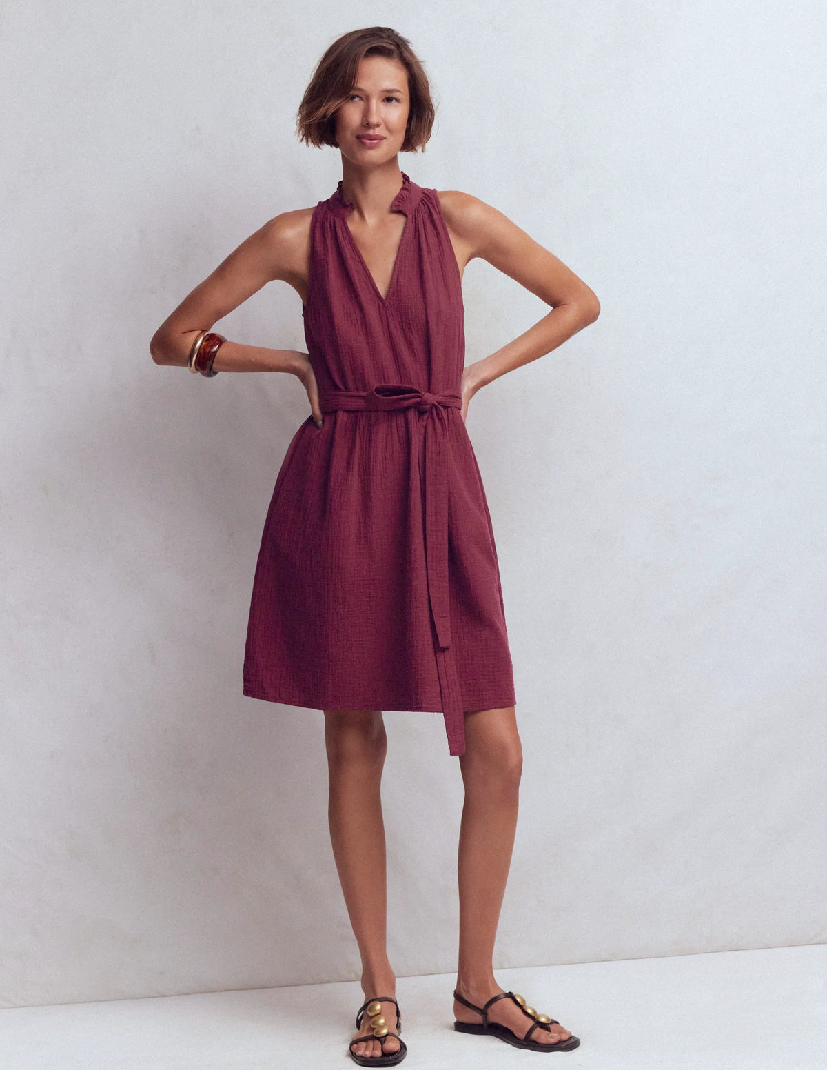 Viv Double Cloth Short Dress-Deep Wisteria