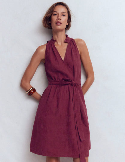 Viv Double Cloth Short Dress-Deep Wisteria