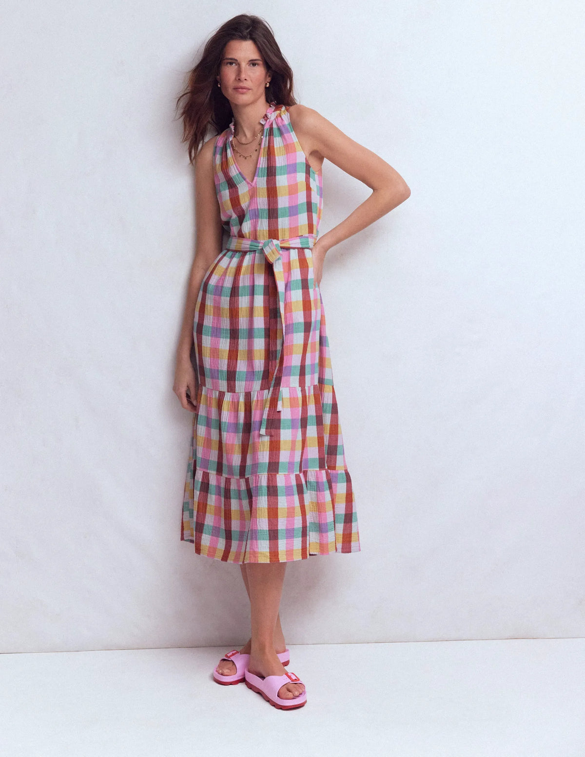 Viv Double Cloth Maxi Dress-Multi Check