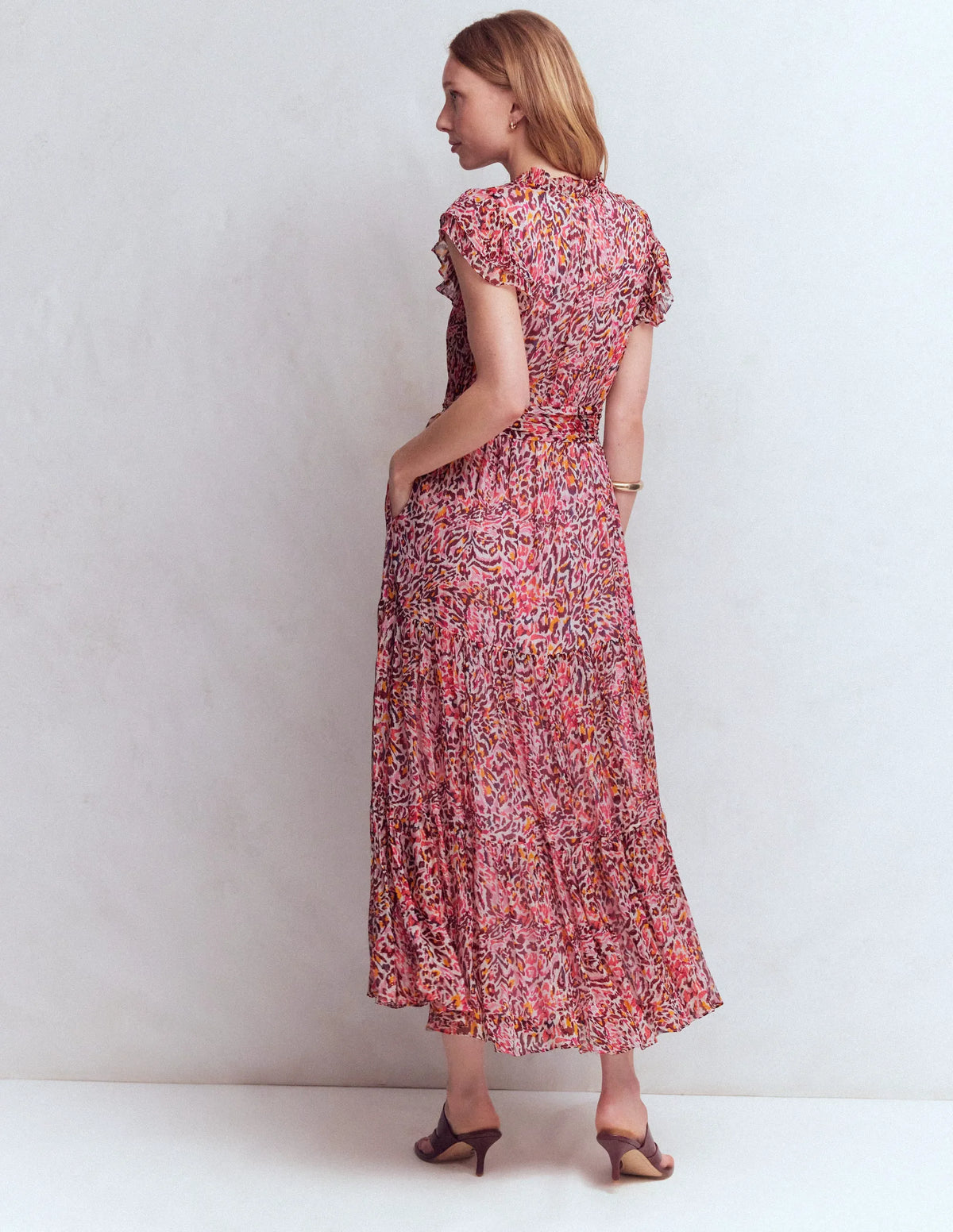 High Neck Sleeveless Dress-Multi Leopard Flow