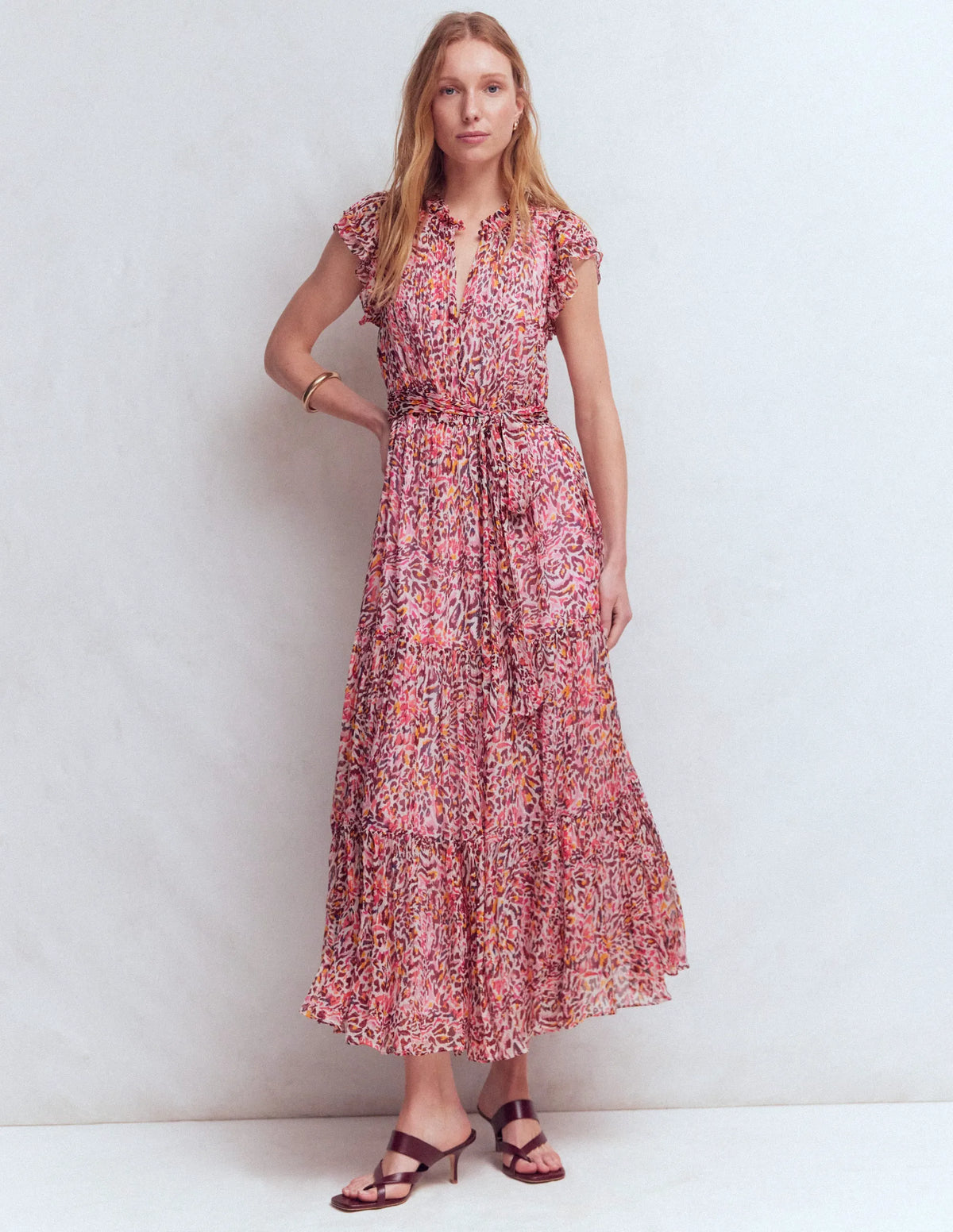 High Neck Sleeveless Dress-Multi Leopard Flow