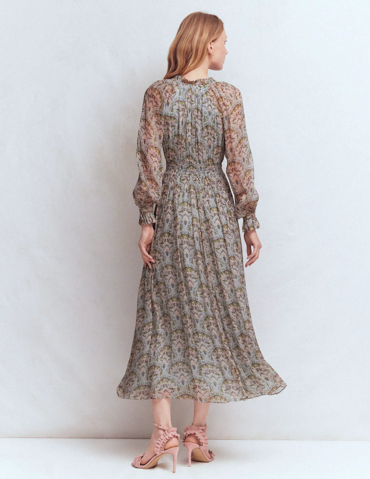 Romantic Ruffle Neck Dress-Multi Paradise Gardens