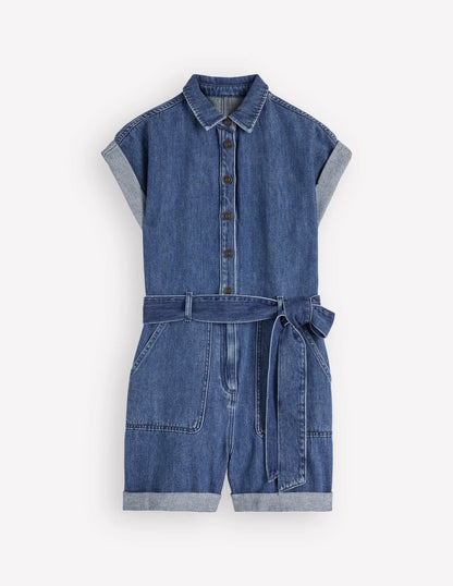 Kay Denim Playsuit-Denim
