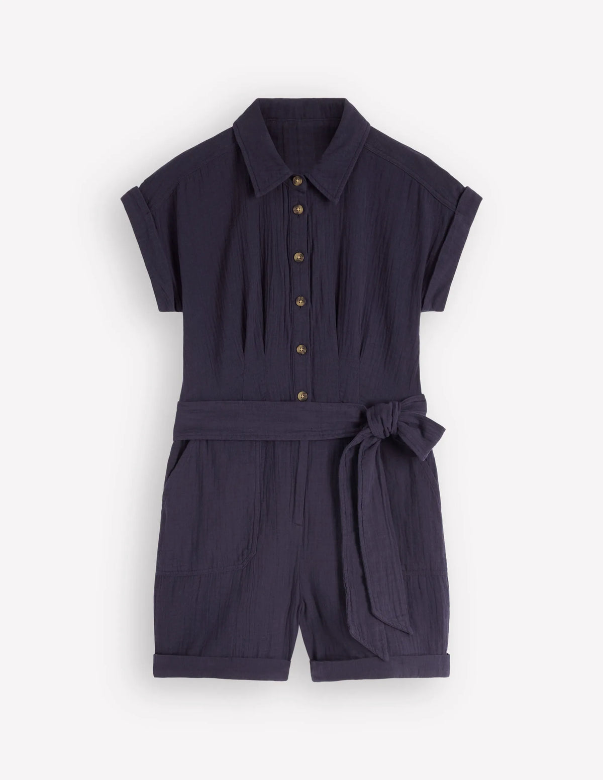 Kay Double Cloth Playsuit-Navy
