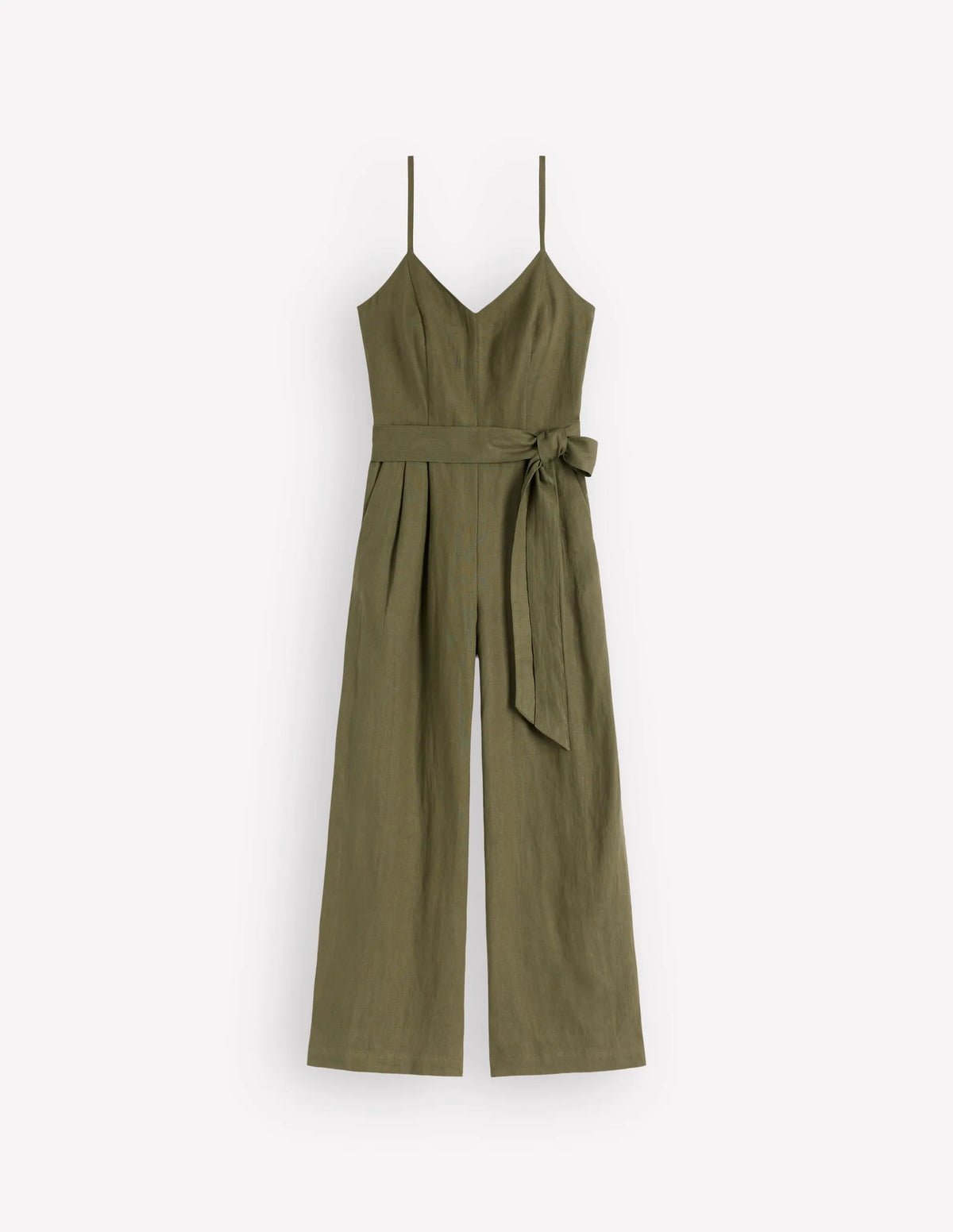 Linen Strappy Jumpsuit-Winter Moss