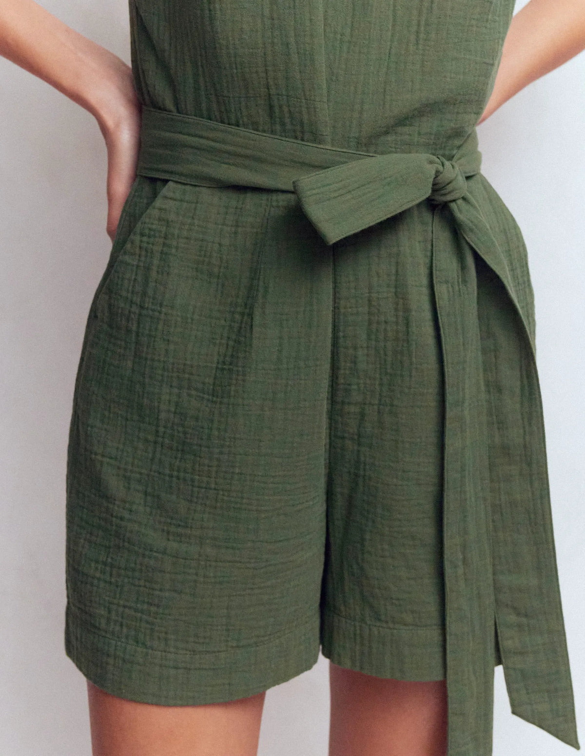 Rosa Double Cloth Playsuit-Hunter Green