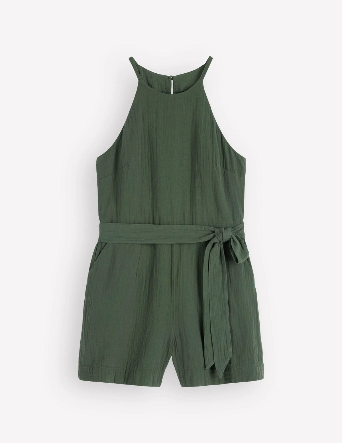 Rosa Double Cloth Playsuit-Hunter Green