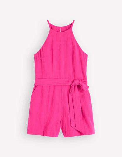 Rosa Double Cloth Playsuit-Pink Peony