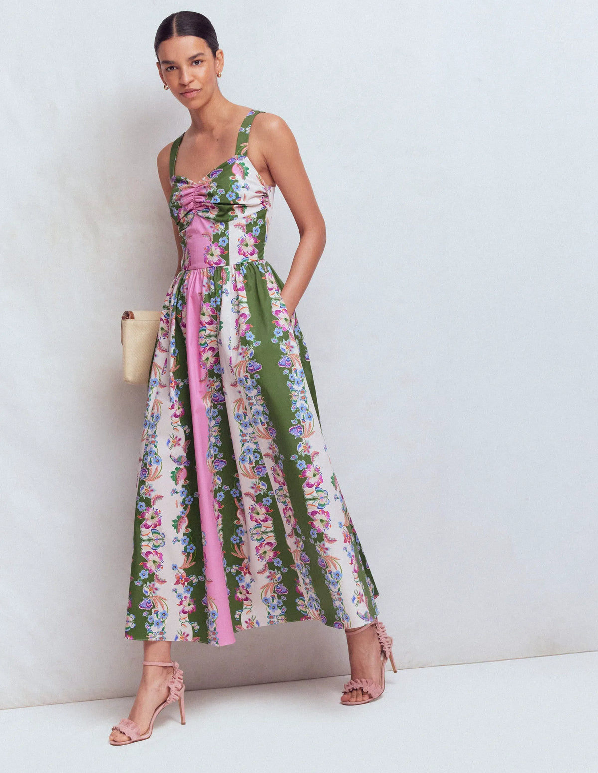 Fit and Flare Midi Dress-Orchid Canopy Stripe