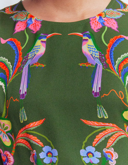 Flared Sleeve Shift Dress-Multi, Orchid Canopy