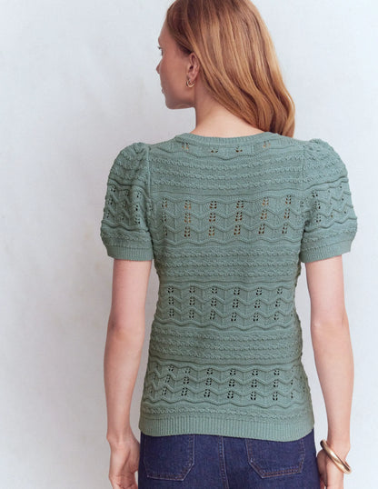 Monica Knitted T-Shirt-Blue