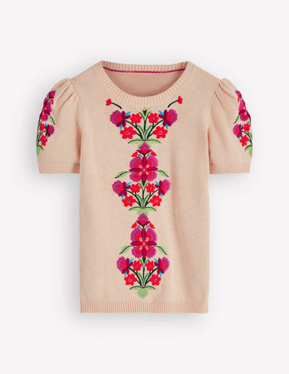 Monica Knitted T-Shirt-Ivory