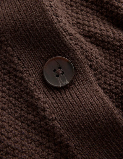 Hayley Cotton V-neck Cardigan-Espresso