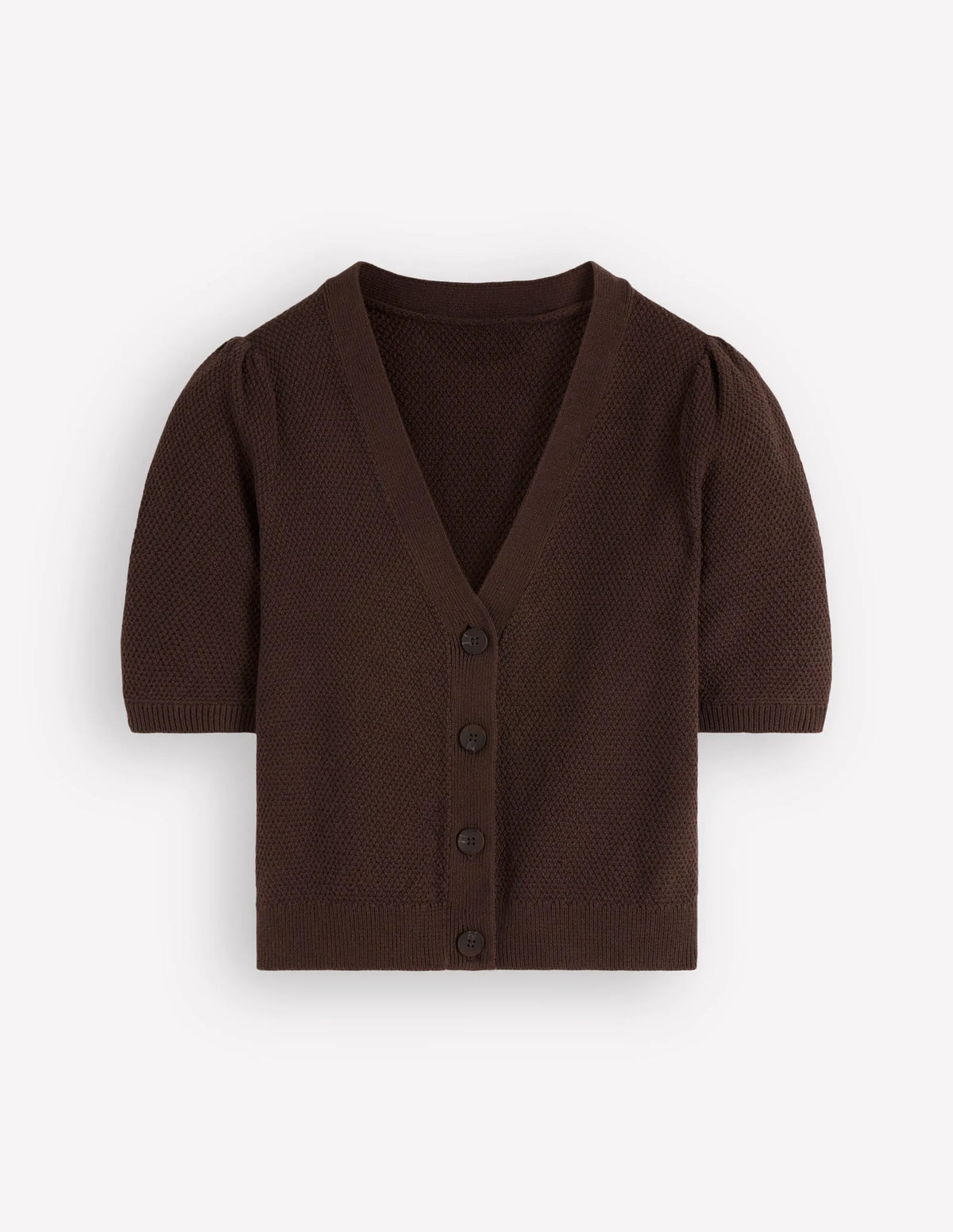 Hayley Cotton V-neck Cardigan-Espresso