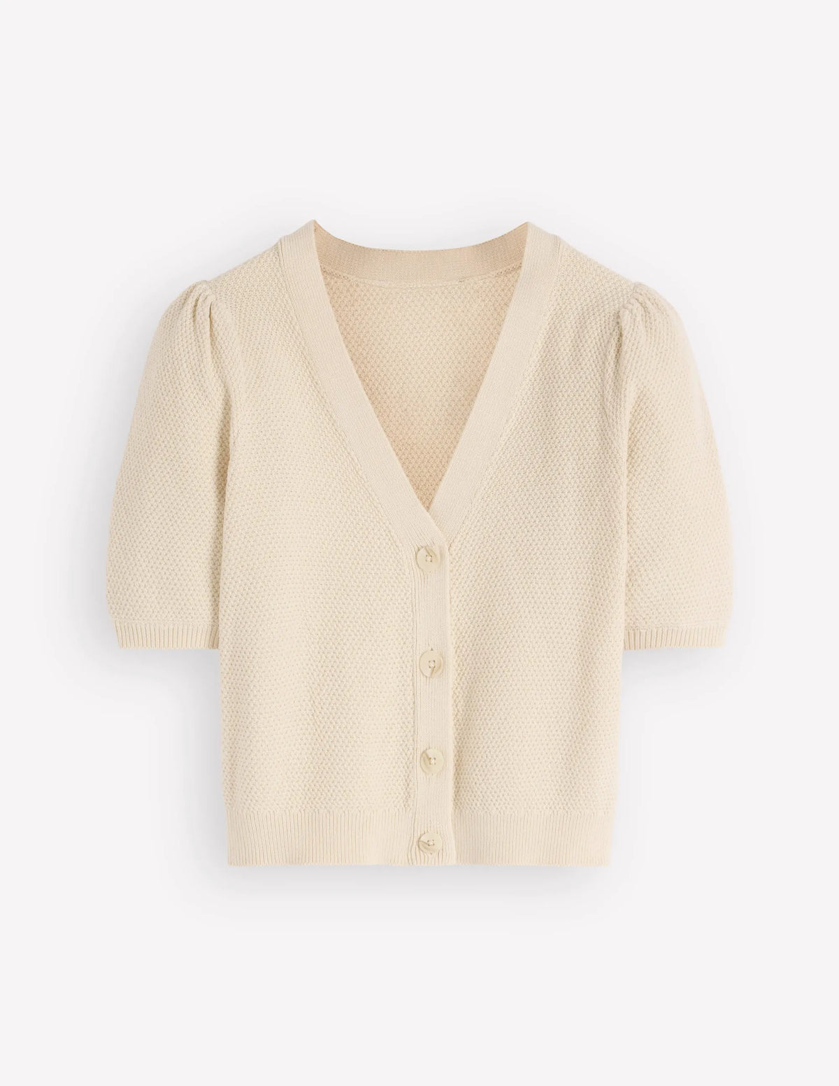 Hayley Cotton V-neck Cardigan-Warm Ivory