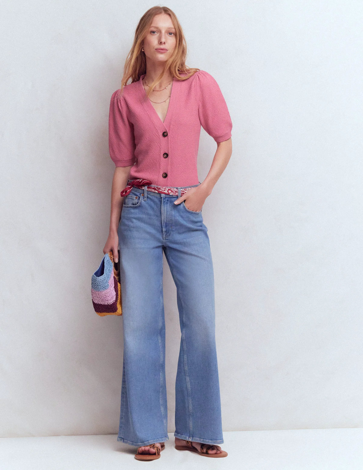Hayley Cotton V-neck Cardigan-Dusty Rose
