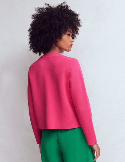 Elena Stand Neck Jacket-Pink Embroidery