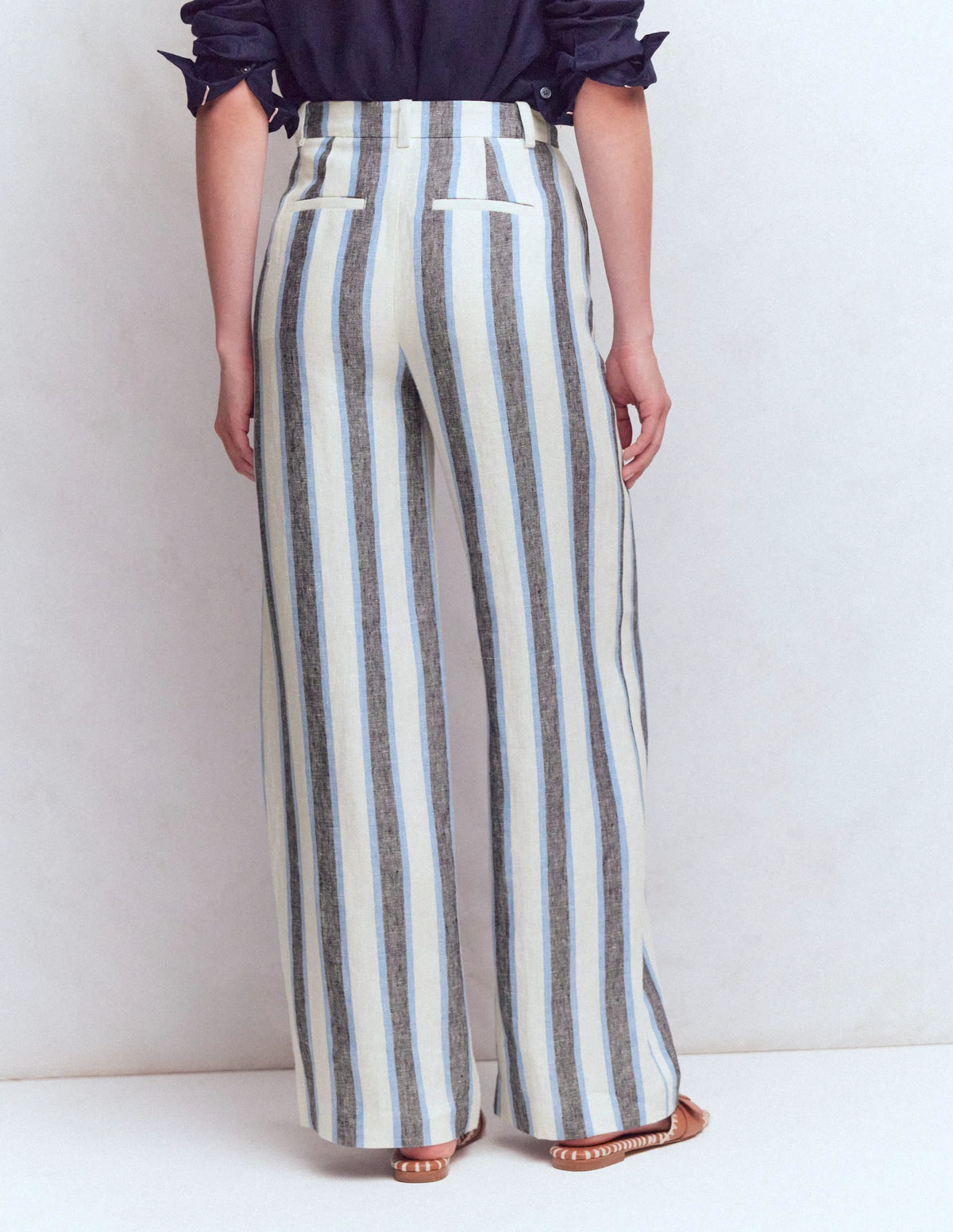 Belgravia Linen Pants-Blue and White Stripe