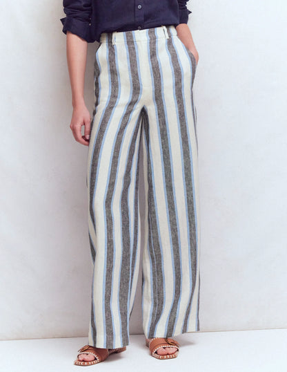Belgravia Linen Pants-Blue and White Stripe