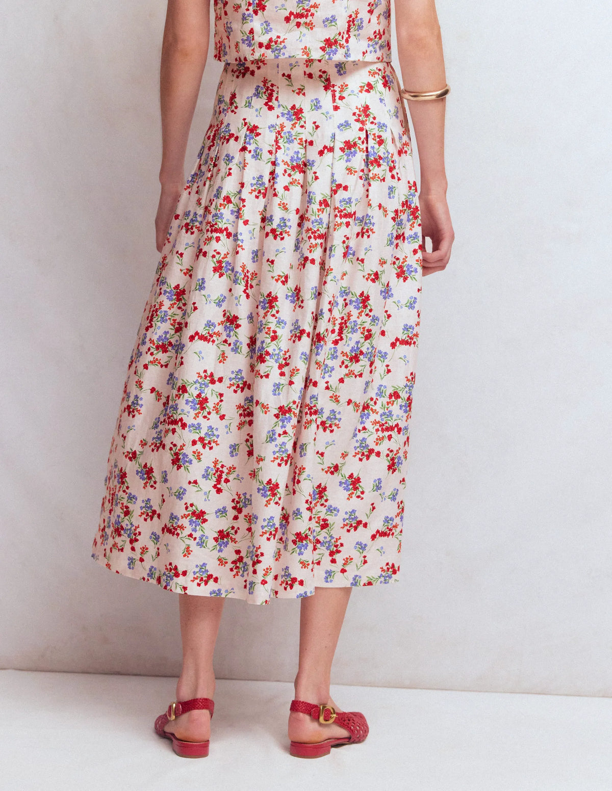 Valentina Linen Skirt-Ivory, Bloom Scatter