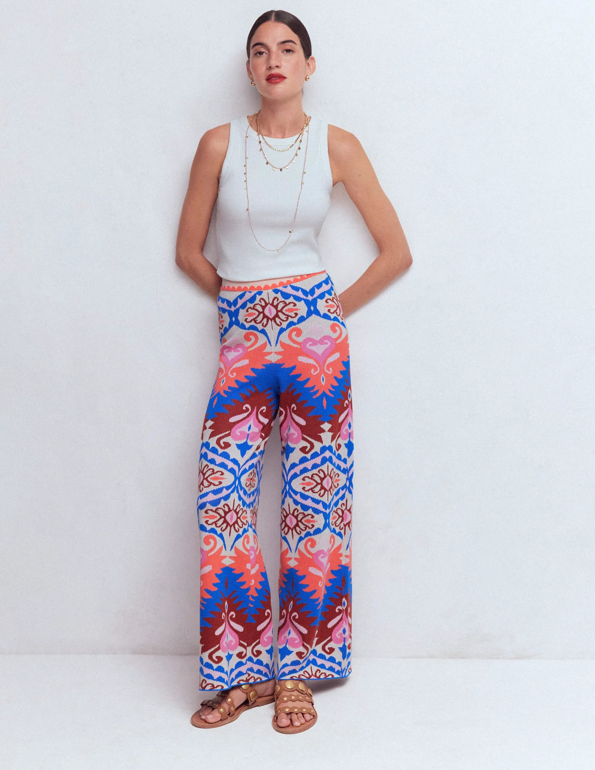 Jacquard Knitted Pants-Multi Aztec