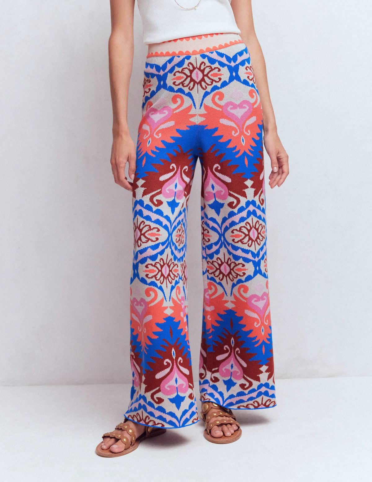 Jacquard Knitted Pants-Multi Aztec