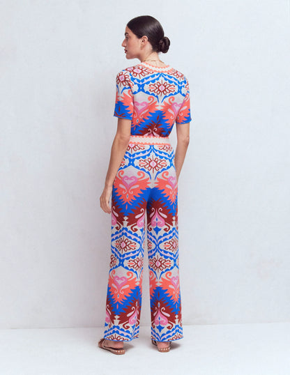 Jacquard Knitted Pants-Multi Aztec