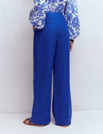 Mayfair Linen Pants-Bright Blue