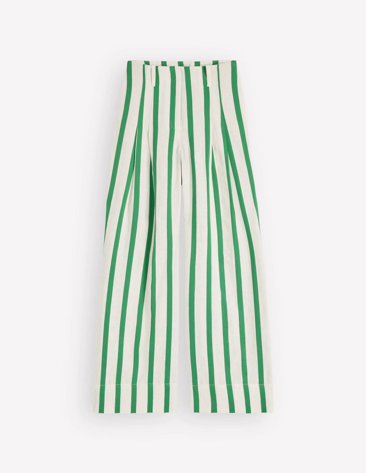 Mayfair Linen Pants-Ivory, Fresh Green Stripe