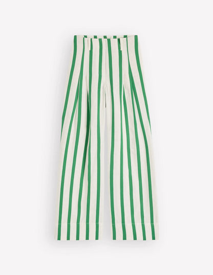 Mayfair Linen Pants-Ivory, Fresh Green Stripe