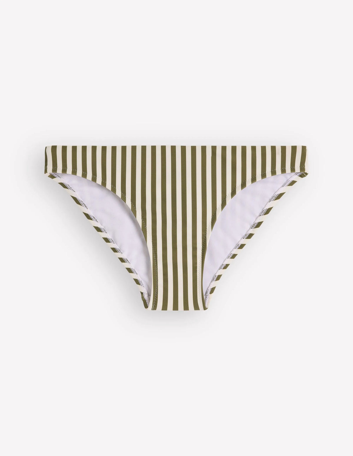 Classic Bikini Bottoms-Olive, Ivory Stripe